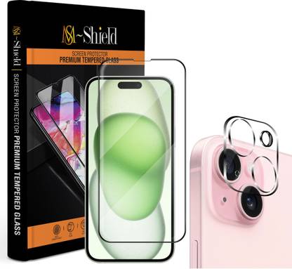 MS-Shield Edge To Edge Tempered Glass for Apple iPhone 15 Plus, With Camera Lens Protector