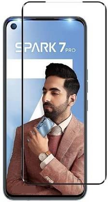 NaturalBuy Edge To Edge Tempered Glass for Tecno Spark 7 Pro-, Bubble proof, Scratch resistant, Anti fingerprint, Anti-glare, Anti-shatter, Touch sensitive