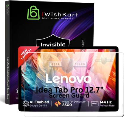 iWishKart Screen Guard for Lenovo Idea Tab Pro 12.7 Inch, Premium Military grade Edge to Edge Premium gorilla temper black glass screenguard with Self Installation Guide - Wet & Dry wipes, Dust Absorber [With Warranty] tab / tablet ka gilas cover | Premium Accessories