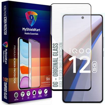 MyShieldKart Edge To Edge Tempered Glass for iOOO 12 5G (6.78 Inch)D**DuraGlass**Millitary Grade-Anti Explosion-Tempered Glass/Full Screen Coverage-Edge to Edge/9H Hardness/With Easy Installation Kit