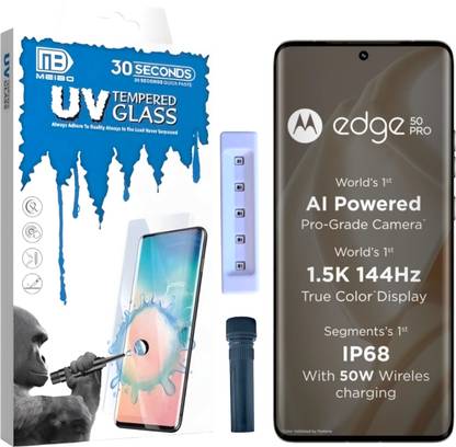 KadWaniya Edge To Edge Tempered Glass for Motorola Moto Edge 50 Pro 5G, Moto Edge 50 Pro 5G, Meibo Series 3D Curved (30 Seconds Quick Paste) High Quality UV Liquide Glue Glass with Easy Installation Kit-287