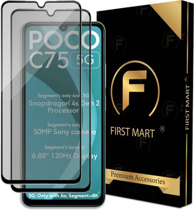 FIRST MART Edge To Edge Tempered Glass for realme C75 5G, Redmi 14C, Redmi A4, Matte Finish Glass