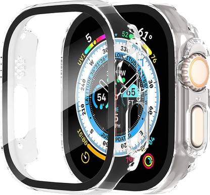 SCALEBEE Edge To Edge Tempered Glass for Apple iWatch Ultra Series 8 (2022) 49mm Fit 360 Cover Case with Tempered Glass Screen Protector (CLEAR)