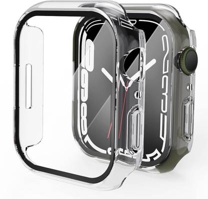 TSHIENTT Edge To Edge Tempered Glass for Cover Case with Screen Protector for Apple Watch 8/7 (45mm) - Black (Watch not Included)