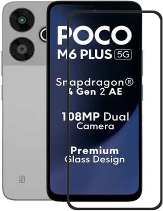 NSTAR Edge To Edge Tempered Glass for POCO M6 Plus 5G, Poco M6 Plus 5G, (BLK)