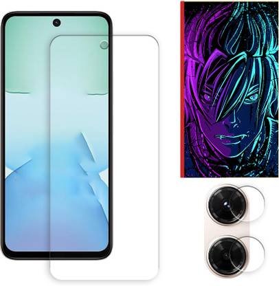 SOMTONE Edge To Edge Tempered Glass for Xiaomi Redmi 13x 4G FRONT Tempered Glass Screen Protector | Anti-Scratch | Edge to Edge Full Coverage | 9H Hardness ( 1 FRONT SCREEN GUARD + 1 CAMERA LENS PROTECTOR + 1 FREE BACK EMBOSSED SKIN002 )