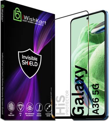 iWishKart Edge To Edge Tempered Glass for SAMSUNG Galaxy A36 5G, SAMSUNG Galaxy A36, SAMSUNG A36 5G, SAMSUNG A36, Sam A36, HiS_Pk1, Military grade Edge to Edge Premium gorilla glass with Self Installation Guide - Wet & Dry wipes, Dust Absorber [With Warranty]
