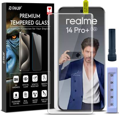 FAVJIP Edge To Edge Tempered Glass for Realme 14 Pro Plus, Realme 14 Pro Plus 5G, Quad Curved UV Liquid Glue Screen Guard Protector with Easy Installation Kit