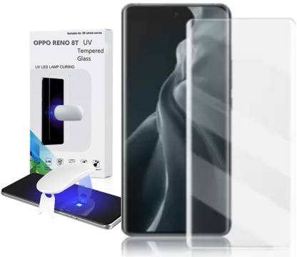 UNIKWORLD Edge To Edge Tempered Glass for OPPO RENO 8T 5G,Curved Edge Tempered Glass for Oppo Reno 8T, Ultra Thin, High Definition Fully Compatible with UltraSonic Fingerprint Scanner UV Tempered glass