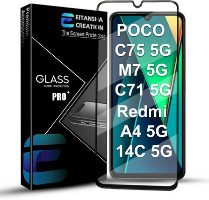 EITANSHA CREATION Edge To Edge Tempered Glass for Redmi A4 5G, Redmi 14C 5G, POCO C75 5G, POCO M7 5G, POCO C71