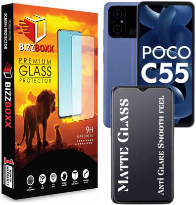 BizzBoxx Edge To Edge Tempered Glass for POCO C55 Matte finish