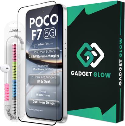 Gadget Glow Edge To Edge Tempered Glass for Poco F7 5G, Poco F7, OG Tempered Glass with Cable Protector