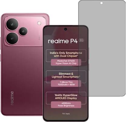 KARTRAY Edge To Edge Tempered Glass for Realme P4 5G, Privacy Tempered glass