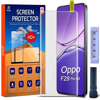 FAVJIP Edge To Edge Tempered Glass for Oppo F29 Pro 5G, Quad 3D Curved UV Liquid Glue Screen Guard Protector with Easy Installation Kit