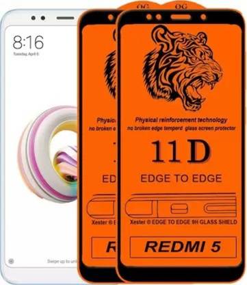HIE POWER Edge To Edge Tempered Glass for Mi Redmi 5 -11D Glass - Military Grade Premium Tempered Glass Super Tough Screen Protector Guard with Easy Installation Kit-11D
