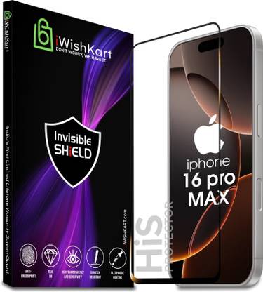 iWishKart Edge To Edge Tempered Glass for Apple iPhone 16 Pro Max, Military grade Edge to Edge gorilla glass