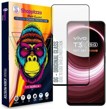 Shoppitzzo Edge To Edge Tempered Glass for Realme 12X|12|Narzo 70X|Vivo T3|T3X (6.72)**DuraGlass**Millitary Grade-Anti Explosion-Tempered Glass/Full Screen Coverage-Edge to Edge/9H Hardness/With Easy Installation Kit