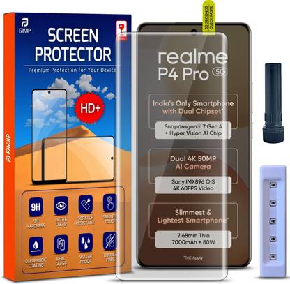 FAVJIP Edge To Edge Tempered Glass for Realme P4 Pro, Realme P4 Pro 5G, Quad Curved UV Liquid Glue Screen Guard Protector with Easy Installation Kit