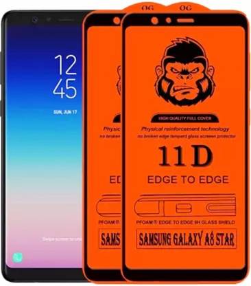1DOLLAR Edge To Edge Tempered Glass for Samsung Galaxy A8 Plus (2018) -| | Full Glue Curved Tempered Glass //9H tempered glass protects the entire front display And Easy Installation Kit | |Tempered Glass Screen Protector Guard | |