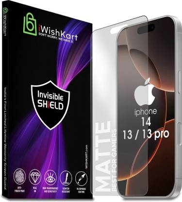 iWishKart Edge To Edge Tempered Glass for Apple iPhone 16e, Apple iPhone 14, iPhone 13, iPhone 13 Pro, IPhone16e / IPhone14 / iPhone13 / iPhone13Pro, Premium Mat / Matte Glass ( Smooth like silk ) Military grade Edge to Edge Premium gorilla glass with Self Installation Guide - Wet & Dry wipes, Dust Absorber [With Warranty], i phone 16e / 14 / i phone 13 / 13Pro