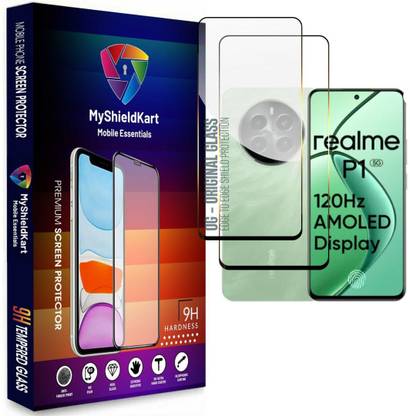 MyShieldKart Edge To Edge Tempered Glass for Realme P1| Realme C65(6.67 Inch)**DuraGlass**Millitary Grade-Anti Explosion-Tempered Glass/Full Screen Coverage-Edge to Edge/9H Hardness/With Easy Installation Kit