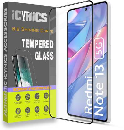 ICYNICS Edge To Edge Tempered Glass for Redmi Note 13, Anti-Fingerprint, Waterproof, Oil-resistant, Bubble-Free, Anti-Static, Scratch Resistant Full Coverage with Wooden box to ensure safety