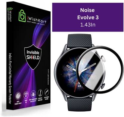 iWishKart Edge To Edge Tempered Glass for Noise Evolve 3, Evolve3 1.43Inch, Smart Watch NOT Included, NOT Tempered Glass, Curved Screen Guard