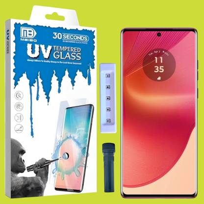 KadWaniya Edge To Edge Tempered Glass for Moto 50 Fusion 5G, Motorola Moto 50 Fusion 5G, Meibo Series 3D Curved (30 Seconds Quick Paste) High Quality UV Liquide Glue Glass with Easy Installation Kit-986