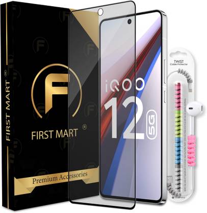 FIRST MART Edge To Edge Tempered Glass for iQOO 12 5G, iQOO 12, iQOO Neo 9 Pro 5G, iQOO Neo 9 Pro, Neo9 Pro 5G, Matte OG Tempered Glass with Cable Protector