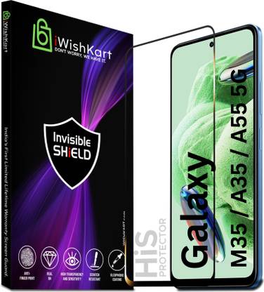iWishKart Edge To Edge Tempered Glass for SAMSUNG Galaxy M35 5G, SAMSUNG Galaxy M35, SAMSUNG M35 5G, SAMSUNG M35, Sam M 35, Military grade Edge to Edge Premium gorilla glass with Self Installation Guide - Wet & Dry wipes, Dust Absorber [With Warranty]