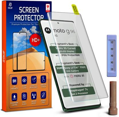 FAVJIP Edge To Edge Tempered Glass for Motorola G96 5G, Motorola G96, Moto G96 5G, Moto G96, G96 5G, 3D Curved UV Liquide Glue Screen Guard Protector with Easy Installation Kit