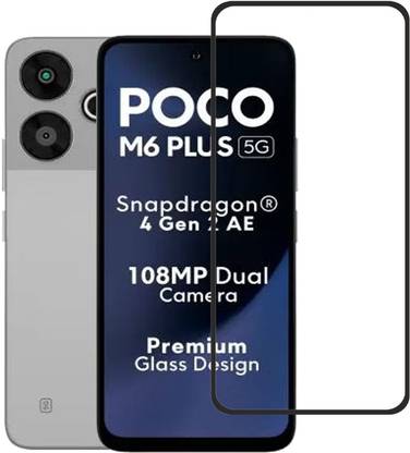 NSTAR Edge To Edge Tempered Glass for POCO M6 Plus 5G, Poco M6 Plus 5G, (BLK)