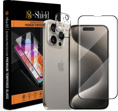 MS-Shield Edge To Edge Tempered Glass for Apple iPhone 15 Pro Max, With Camera Lens Protector