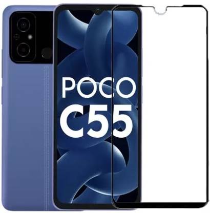 A-Allin1 Edge To Edge Tempered Glass for POCO C55, Full Coverage Gorilla Protector (Except Edges)