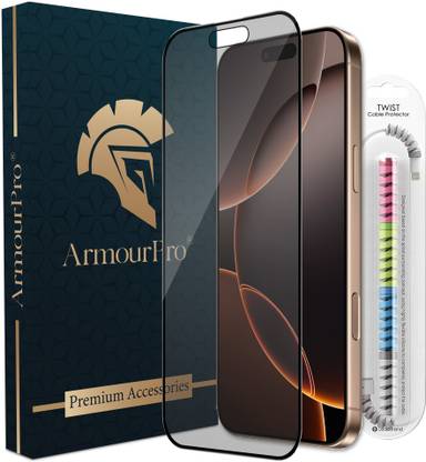 ArmourPro Edge To Edge Tempered Glass for iPhone 16 Pro Max, Apple iPhone 16 Pro Max, 16 Pro Max, Matte OG Tempered Glass with Cable Protector