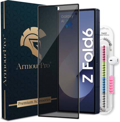 ArmourPro Edge To Edge Tempered Glass for Samsung ZFold 6 5G, Samsung Galaxy ZFold 6 5G, Samsung Z Fold6, Privacy Anti Spy Protection Glass with Cable Protector