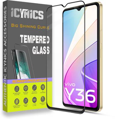 ICYNICS Edge To Edge Tempered Glass for Vivo Y36, Anti-Fingerprint, Scratch Resistant, Waterproof, Oil-resistant, Bubble-Free, Anti-Static with Full Screen Coverage & Easy Installation