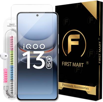 FIRST MART Edge To Edge Tempered Glass for iQOO 13 5G, iQOO 13, OG Tempered Glass with Cable Protector