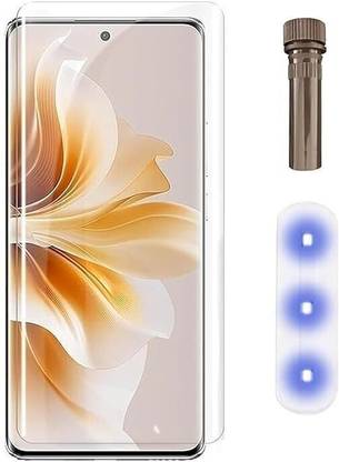 KadWaniya Edge To Edge Tempered Glass for Oppo F27 Pro Plus 5G, Oppo F27 Pro + 5G, Meibo Series 3D Curved (30 Seconds Quick Paste) High Quality UV Liquide Glue Glass with Easy Installation Kit-130