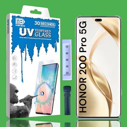 KadWaniya Edge To Edge Tempered Glass for Honor 200 Pro 5G, HONOR 200 PRO 5G, Meibo Series 3D Curved (30 Seconds Quick Paste) High Quality UV Liquide Glue Glass with Easy Installation Kit-0454