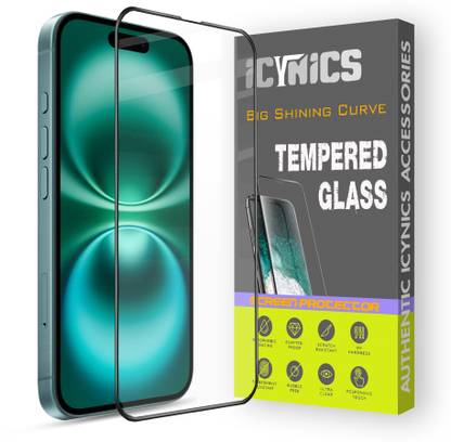 ICYNICS Edge To Edge Tempered Glass for Apple iPhone 16, Anti-Fingerprint, Waterproof, Oil-resistant, Bubble-Free, Anti-Static with Full Screen Coverage & Easy Installation