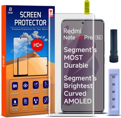 FAVJIP Edge To Edge Tempered Glass for Redmi Note 14 Pro 5G, Redmi Note 14 Pro, 3D Curved UV Liquid Glue Screen Guard Protector with Easy Installation Kit