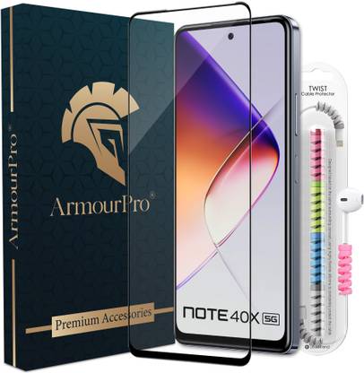 ArmourPro Edge To Edge Tempered Glass for Infinix Note 40X 5G, Infinix Note 40X, Note 40X 5G, OG Tempered Glass with Cable Protector