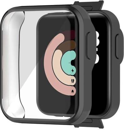 VOLMERE Front and Back Screen Guard for Xiaomi Mi Watch Lite Full Coverage Soft TPU Smart Watch Protective Case with Screen Protector, (Flexible|Silicone|Black)