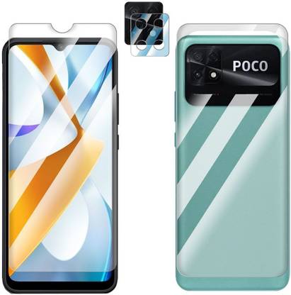 FCS Front and Back Screen Guard for Xiaomi Poco C40 Front+Back+Camera (Glossy)