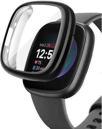 CallSmith Front and Back Screen Guard for Fitbit Versa 4, Sense 2 (2 in 1), Silocon TPU Case with Silicon Screen Protector