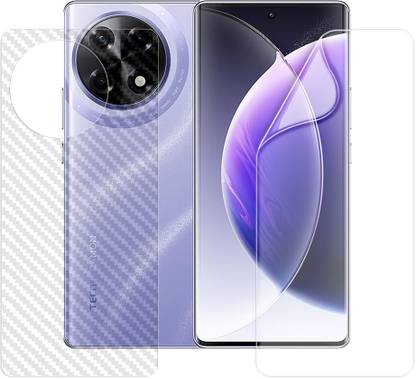 ARBAN Front and Back Screen Guard for Tecno Camon 30S 4G Tempered Glass Screen Protector | Anti-Scratch | Edge to Edge Full Coverage | 9H Hardness | Screen Guard (1 HYDROGEL SCREEN PROTECTOR + 1 CARBON FIBER SKIN)