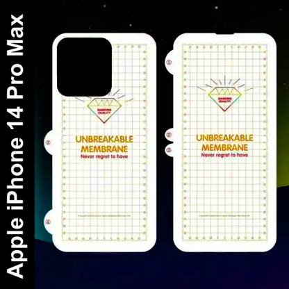 yuvu77 Front and Back Screen Guard for Apple iPhone 14 Pro Max, Membrane front and back, back with logo cut