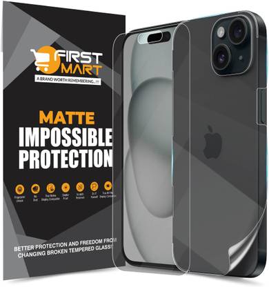 FIRST MART Front and Back Screen Guard for iPhone 15, Apple iPhone 15, Apple 15, Matte Screen Guard