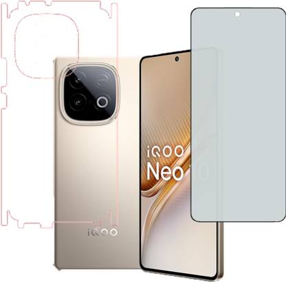 VAYUVAULT Front and Back Screen Guard for Iqoo Neo 10, Privacy glass, Back Screen Guard Glossy finish, Back Screen Guard With Side
